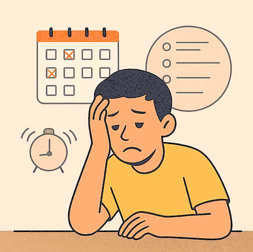 Person feeling overwhelmed with tasks and habits